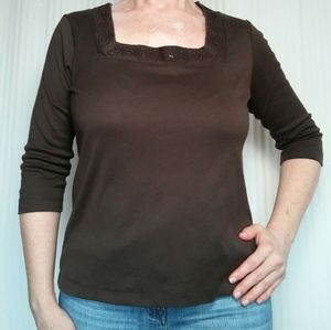 Brown Square Neck Top
